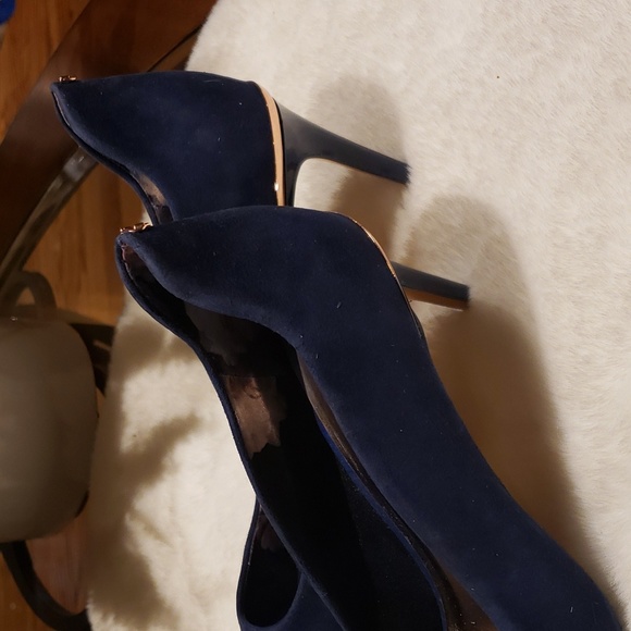 TED Baker 40.5 sway navy blue with rose gold pointed toe - Picture 2 of 8